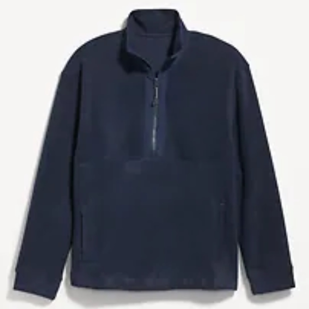 Unisex New w/tag Old Navy Large Men Navy Loose Microfleece Half-Zip Sweatshirt